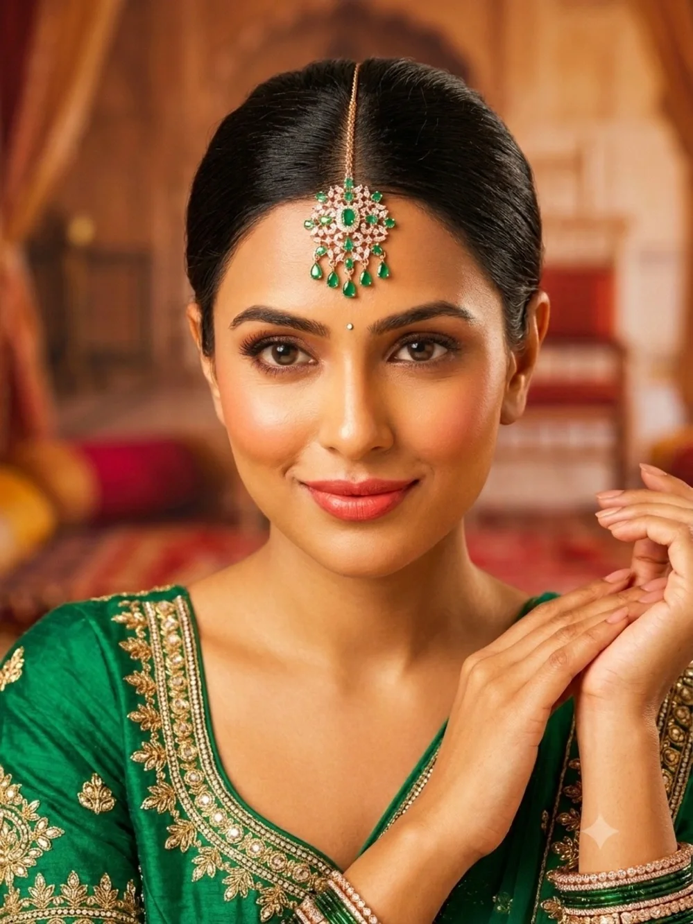 Emerald Green Embroidered Indian Ethnic Top